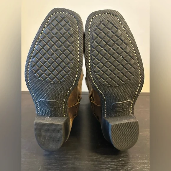 Frye Harness 12R Brown Leather Boots Square Toed Women’s Size 10 M - Picture 9 of 10